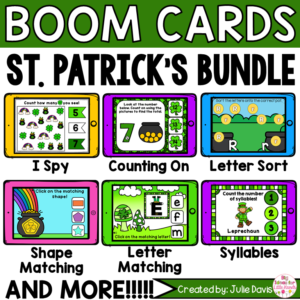 St Patricks Day Math and Phonics Digital Boom Cards™ Bundle