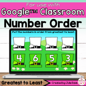 St Patricks Day Number Order Digital Game for Google Classroom