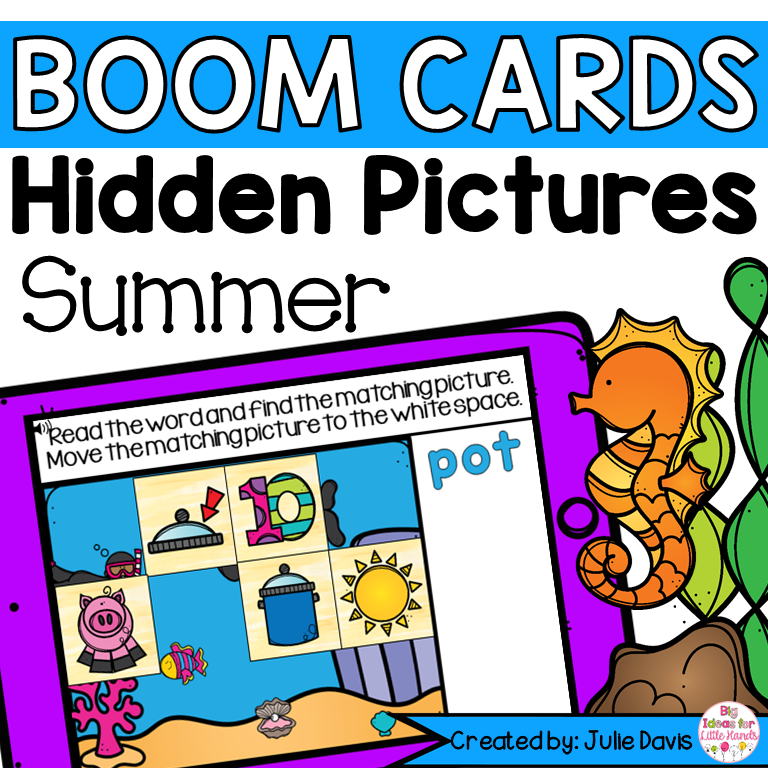 Summer CVC Words | Digital Game Boom Cards - Big Ideas for Little Hands