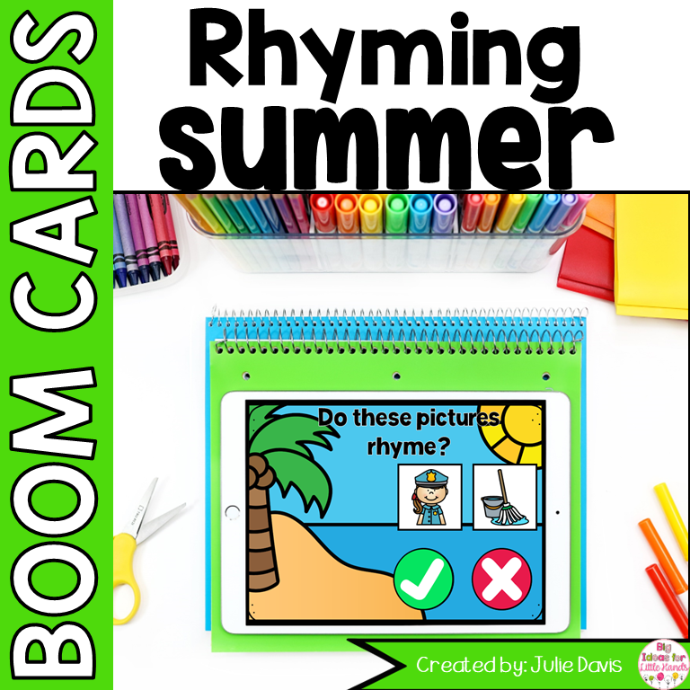 Summer End of Year Rhyming Words Boom Cards™ | Kindergarten June Task ...