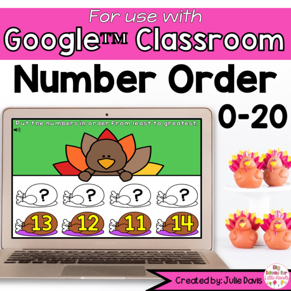 Thanksgiving Number Order Digital Game for Google Classroom