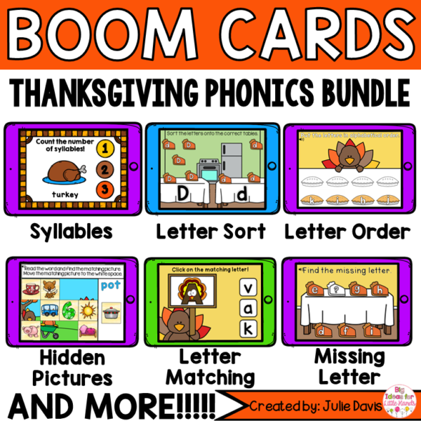 Thanksgiving Phonics Digital Boom Cards™ Bundle