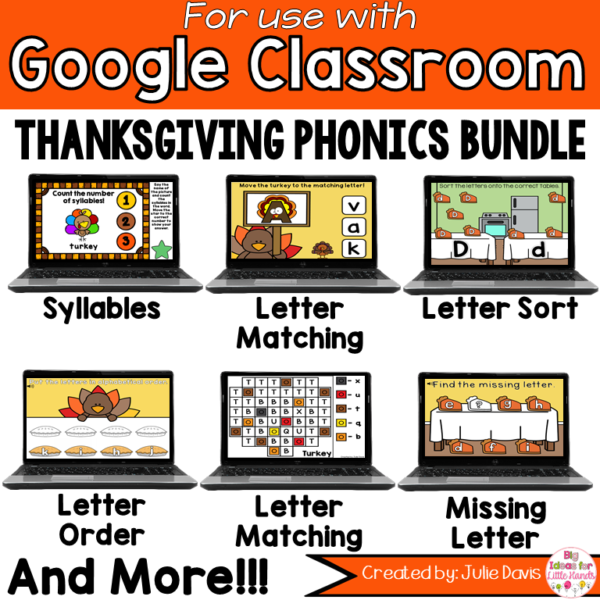 Thanksgiving Phonics Digital Bundle for Google Classroom