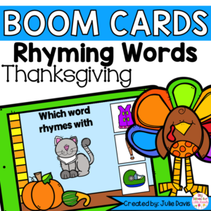 Thanksgiving Rhyming Words Digital Game Boom Cards™ | Kindergarten Task Cards