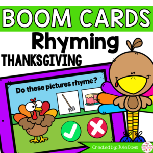 Thanksgiving Rhyming Words Digital Game Boom Cards™ | Kindergarten Task Cards