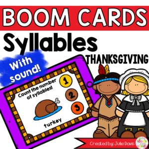 Thanksgiving Syllable Counting Digital Game Boom Cards