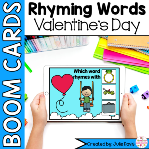 Valentine's Day Rhyming Words Digital Game Boom Cards™ | Kindergarten Task Cards