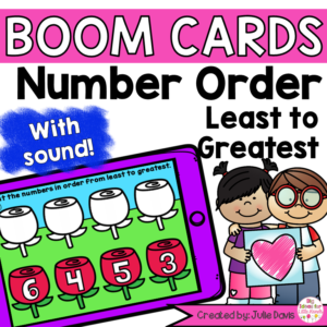 Valentines Day Number Order Least to Greatest Digital Game Boom Cards