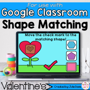 Valentines Day Shapes Math Centers for Google Classroom