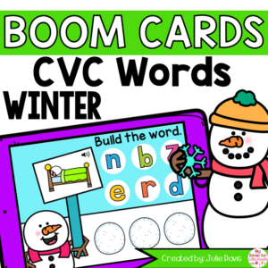 Winter CVC Words Digital Game Boom Cards | Kindergarten 1st Grade
