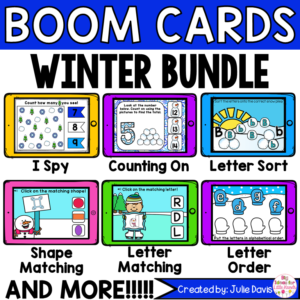 Winter Math and Phonics Digital Boom Cards™ Bundle