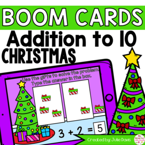 Christmas Addition to 10 Math Centers | Digital Game Boom Cards
