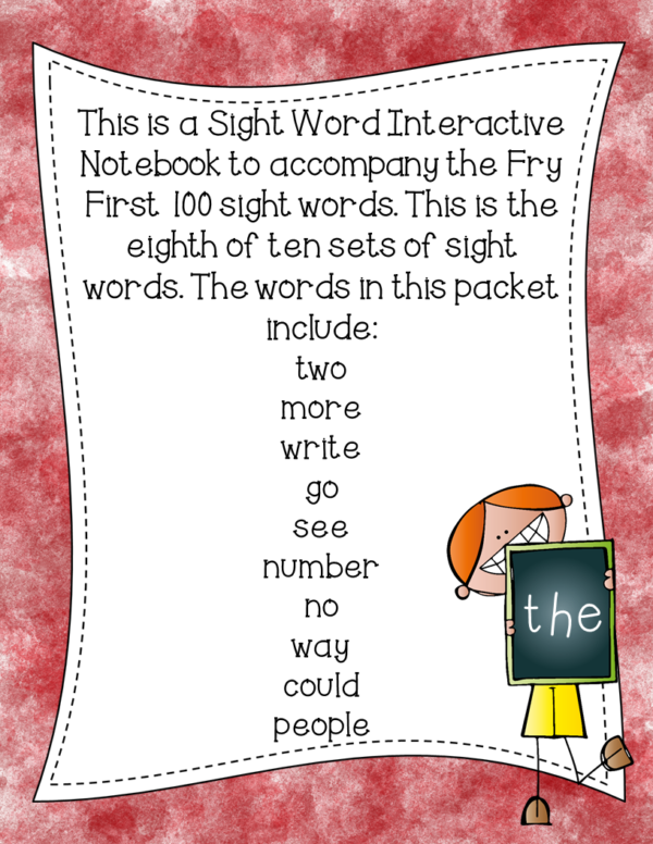 Sight Word First 100 Set 1 Interactive Notebooks Set 8 - Image 2