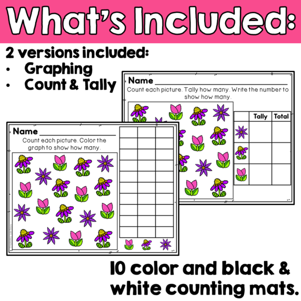 Spring Counting Worksheets Numbers to 10 and Boom Cards Bundle - Image 2