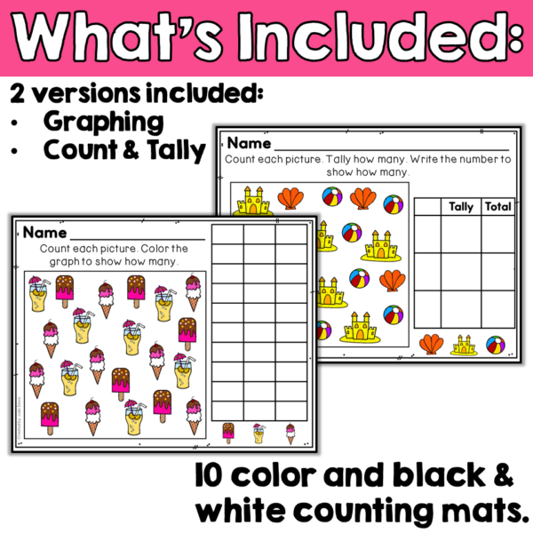 Summer End of Year Counting Worksheets Numbers to 10 and Boom Cards Bundle - Image 2