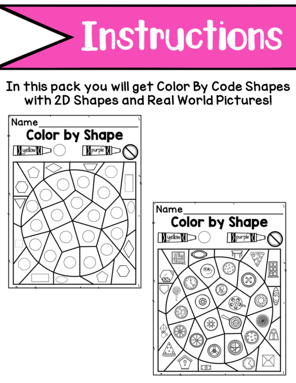 Color by Code 2D Flat Shapes Activty and Worksheets - Image 3