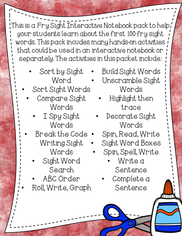 Sight Word First 100 Set 1 Interactive Notebooks Set 7 - Image 3