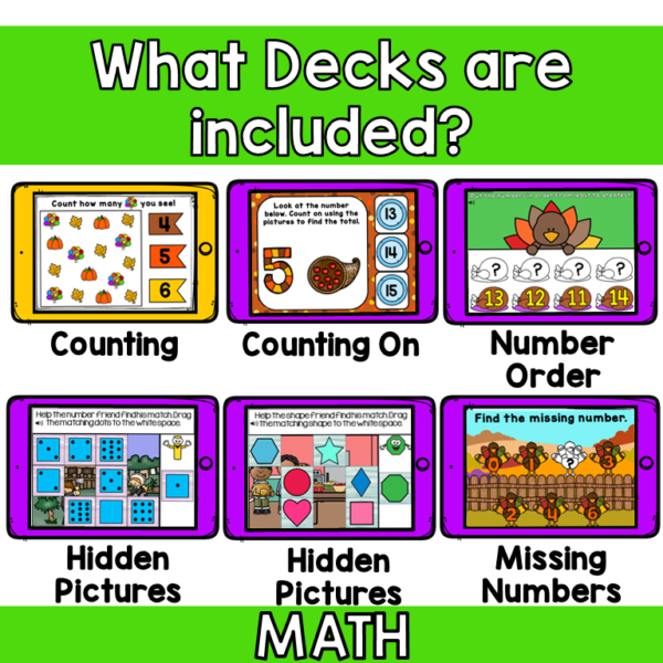 Thanksgiving Math and Phonics Digital Boom Cards™ Bundle - Image 3