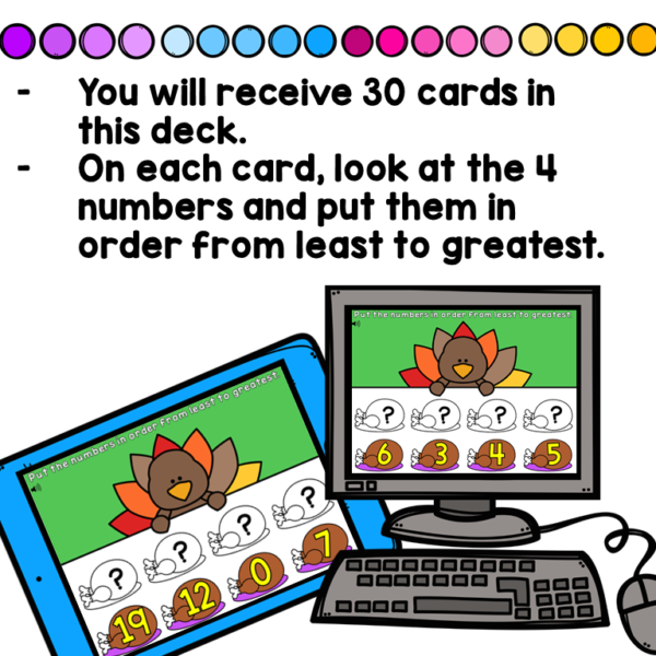 Thanksgiving Number Order Digital Game for Google Classroom - Image 3