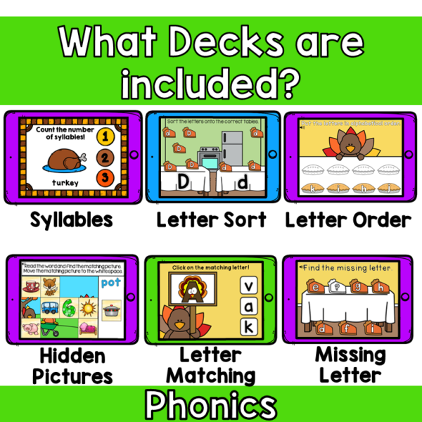 Thanksgiving Phonics Digital Boom Cards™ Bundle - Image 3