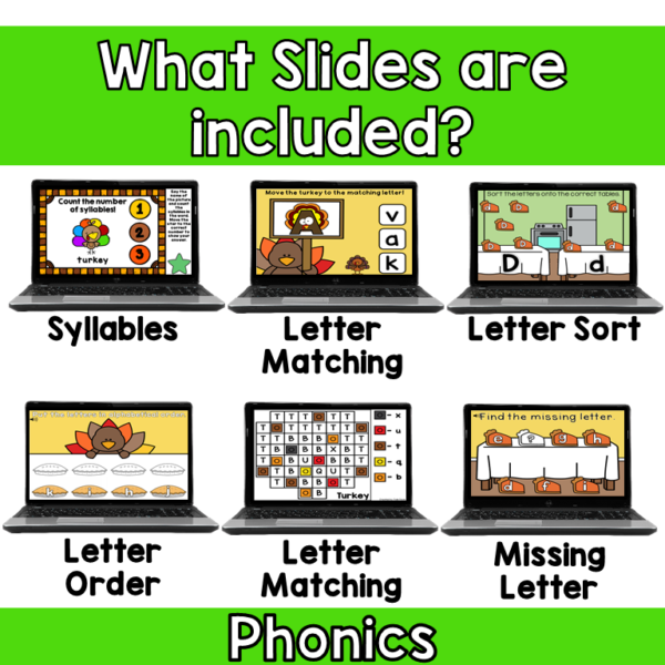 Thanksgiving Phonics Digital Bundle for Google Classroom - Image 3