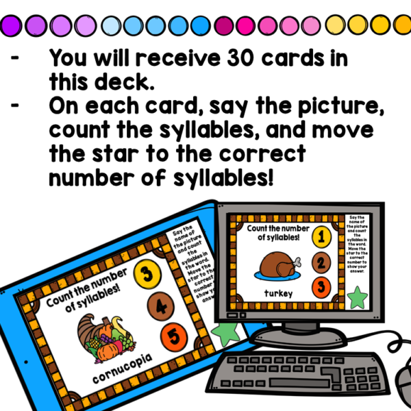 Thanksgiving Syllables Game for Google Classroom - Image 3