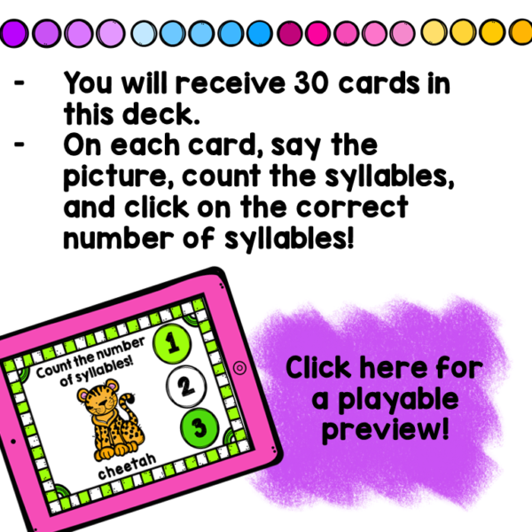 Zoo Animal Syllable Counting Digital Game Boom Cards - Image 3