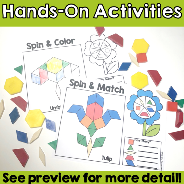 Spring Pattern Blocks April Math Games - Kindergarten Math Counting Centers - Image 4