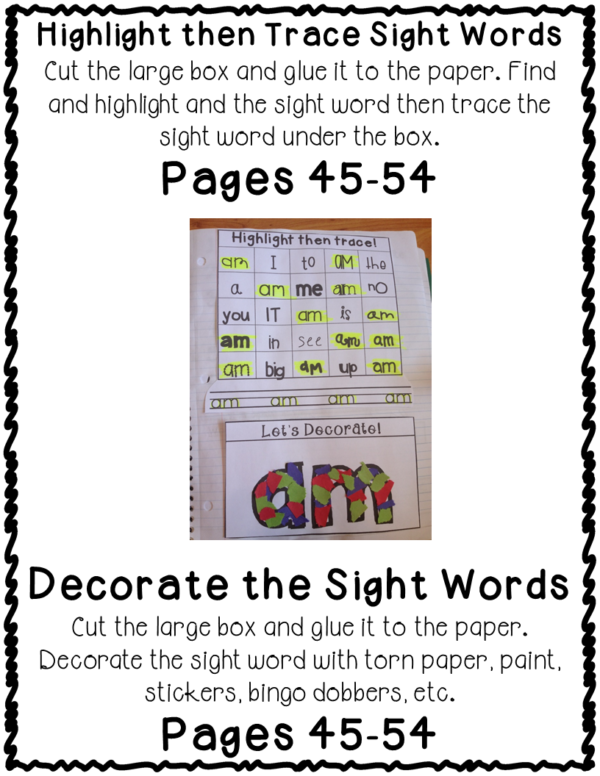 Sight Word First 100 Set 1 Interactive Notebooks Set 7 - Image 4