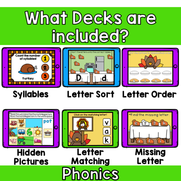 Thanksgiving Math and Phonics Digital Boom Cards™ Bundle - Image 4