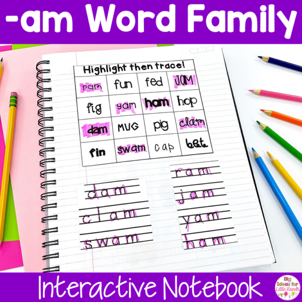 CVC Word Families Worksheets | AM Word Family Interactive Notebook