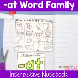 CVC Word Families Worksheets | AT Word Family Interactive Notebook