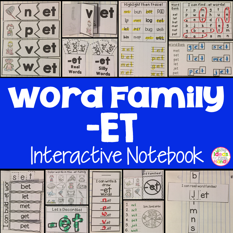 ET Word Family Interactive Notebook Big Ideas For Little Hands