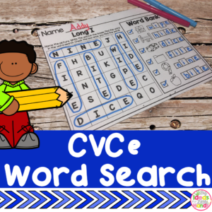CVCe Word Search Puzzle Write and Find Activty and Worksheets
