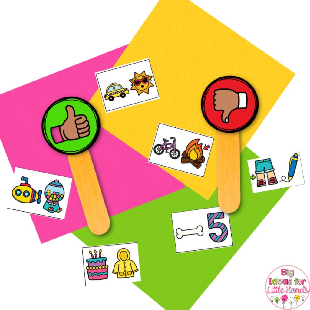 In this "Thumbs Up, Thumbs Down" activity, students will identify if two words have the same middle sound.
