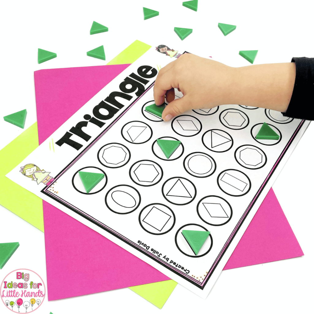 This image shows an engaging activity focused on identifying triangles.