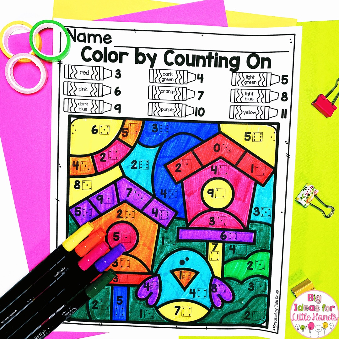 Color by counting on with this engaging color by code worksheet with an adorable spring theme.