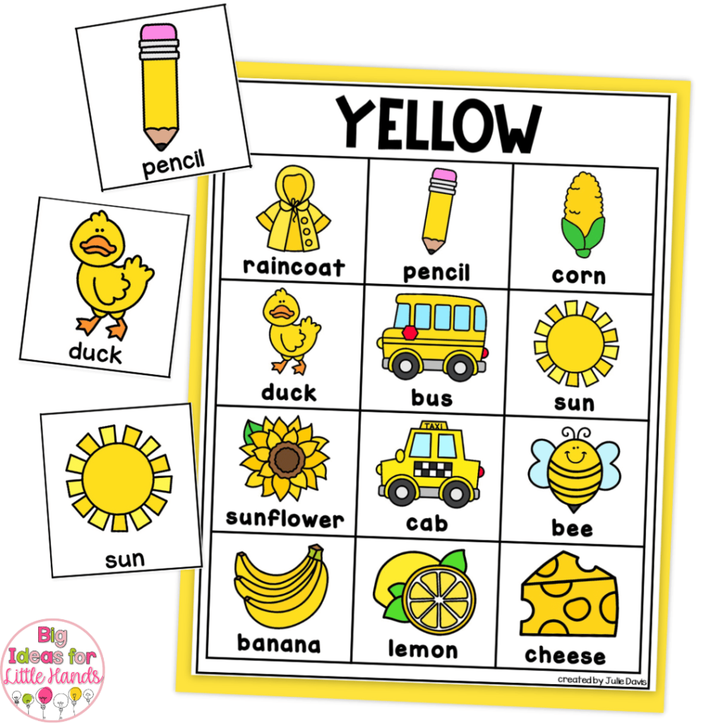 This image showcases picture cards and vocabulary words that can be used alongside your kindergarten writing activities.