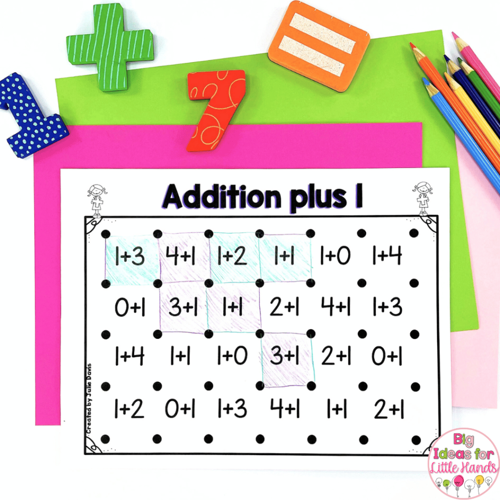 Make a square, as shown in this photo is a fun no-prep math activity that students can use as a partner game.