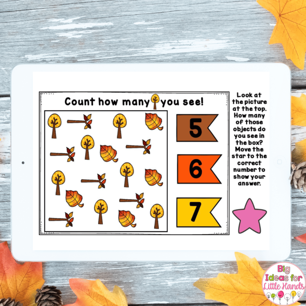 This image highlights a digital no prep activity with a fall theme.