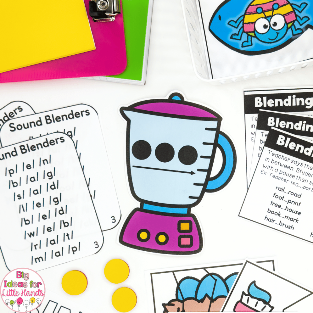 This image focuses on a blending activity students can use to practice blending segmented words.