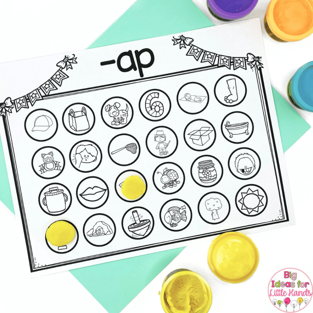 Students can use play dough as markers on my cvc word worksheets.