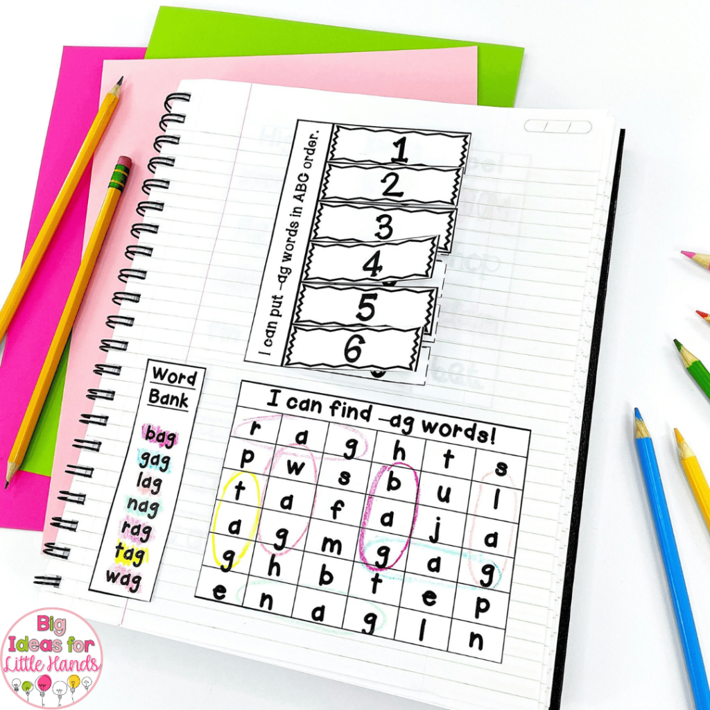 This image highlights a fun interactive notebook page that will help students master words in the -og word family