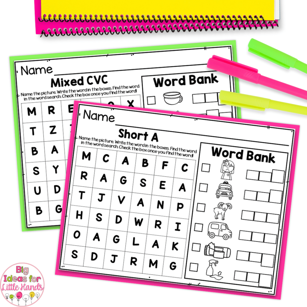 Students will have fun practicing cvc words using these word searches.