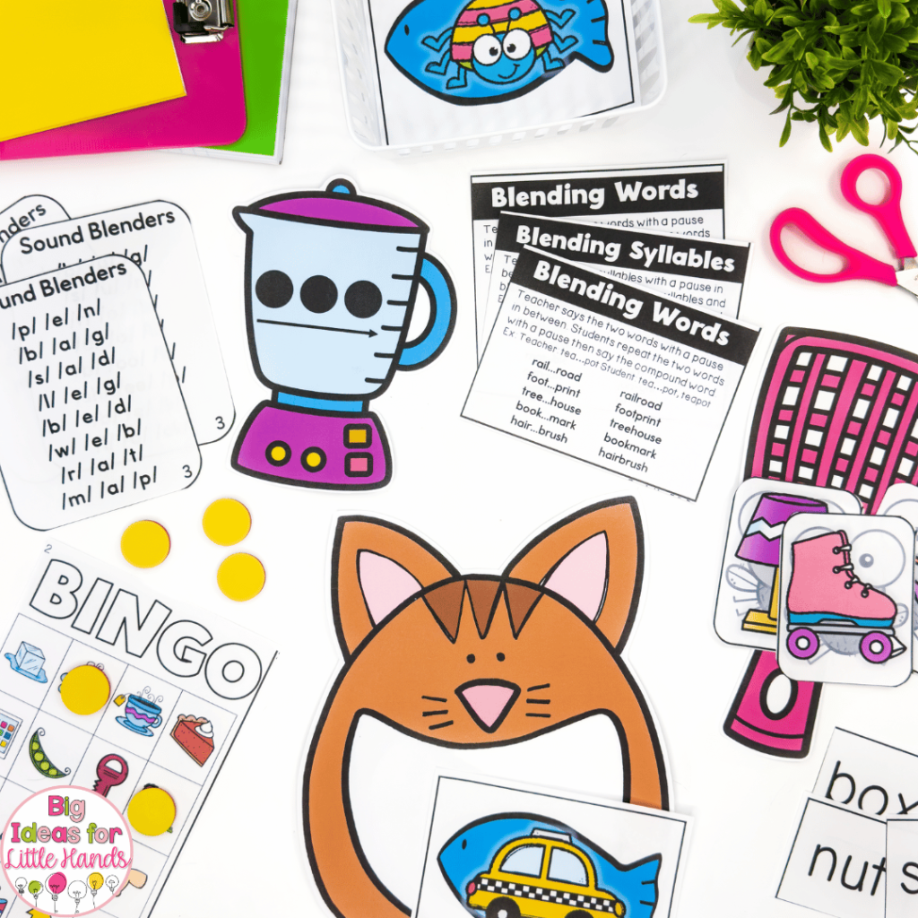 The hands-on blending words activities in this image are perfect for practicing cvc words.
