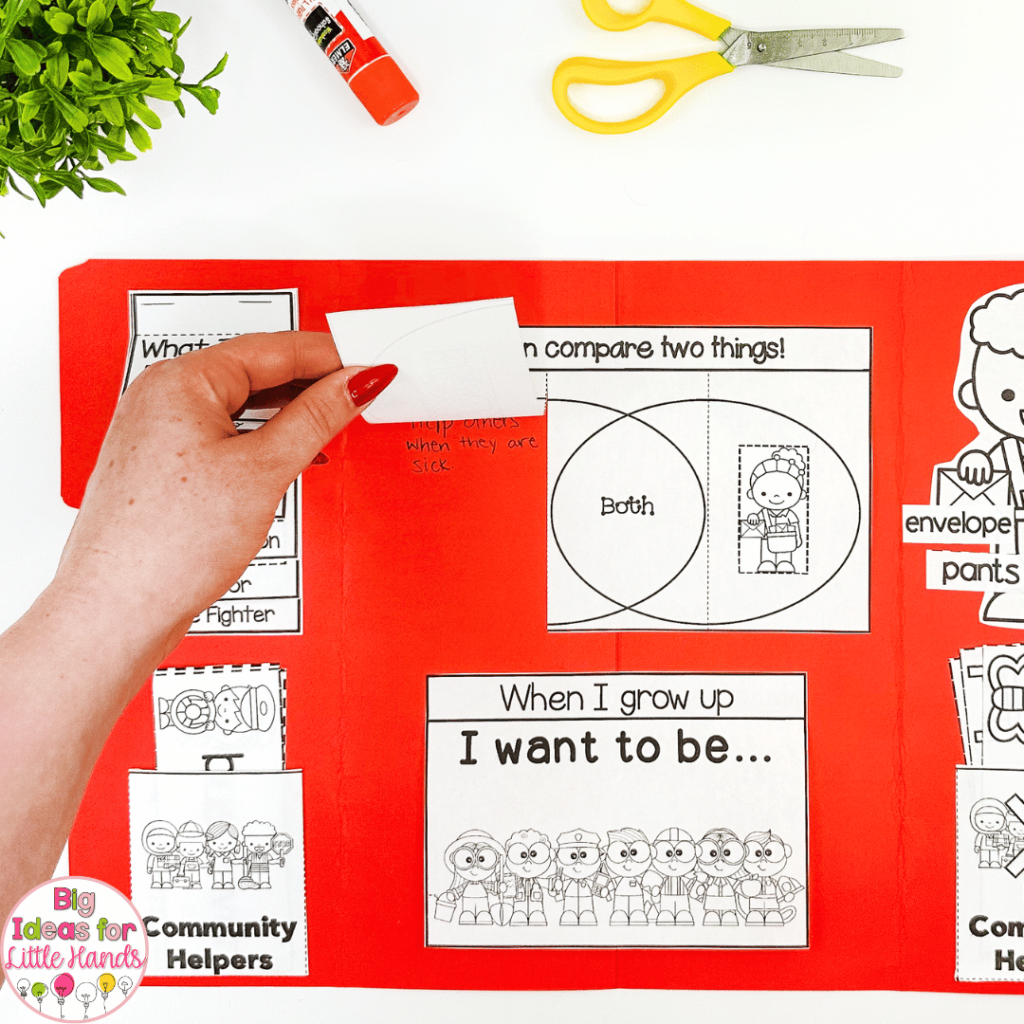 Students can compare community helpers using a Venn diagram.