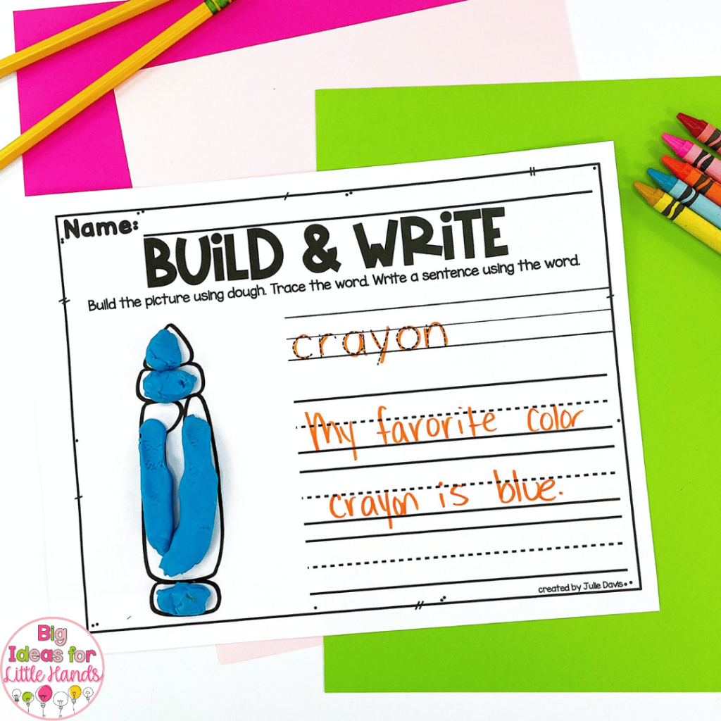 Using activities like "build and write", teacher can incorporate fun supplies like play dough in with their writing time.