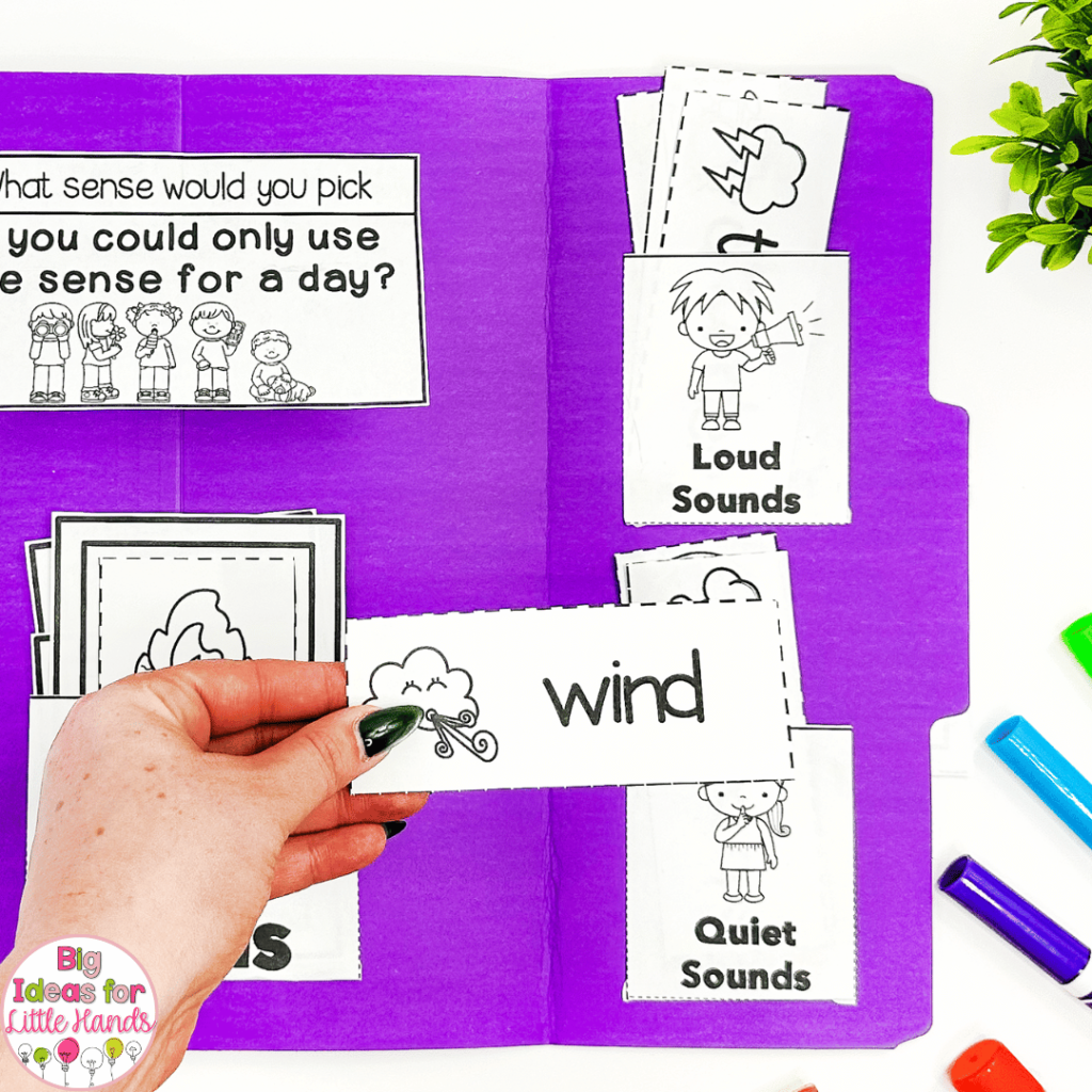 Using this lapbook, students can sort between loud and quiet sounds.