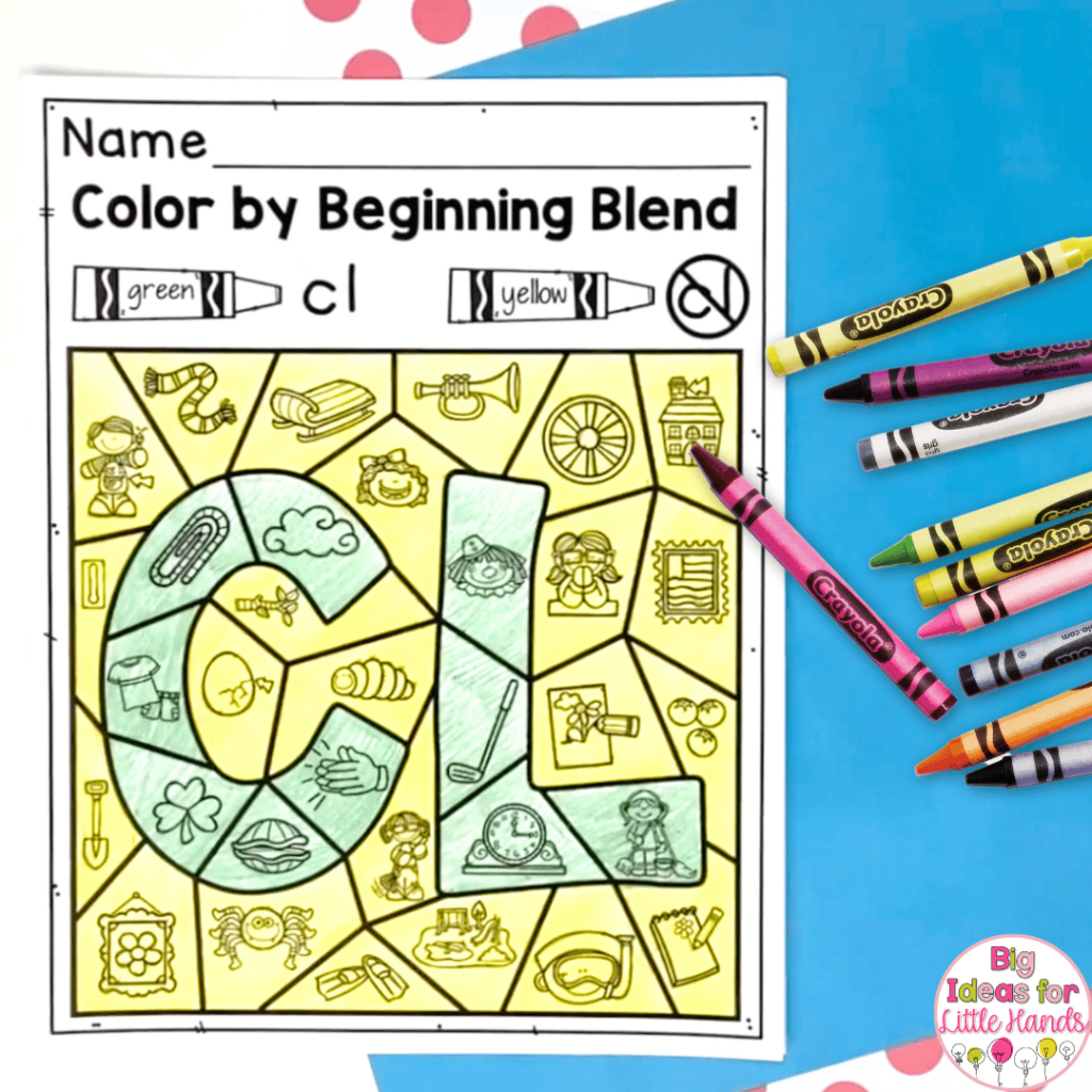 This image highlights a beginning consonant blends color by code activity.