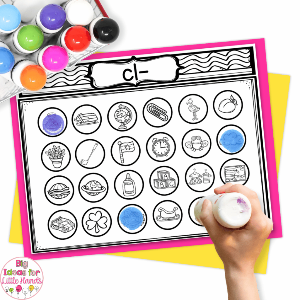 Make learning new phonics skills fun with Cover it Up activities that use bingo daubers.